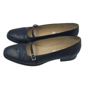 Talbots Mary Jane Low Heel Loafer Black & Navy Blue Women's Size 7.5 N